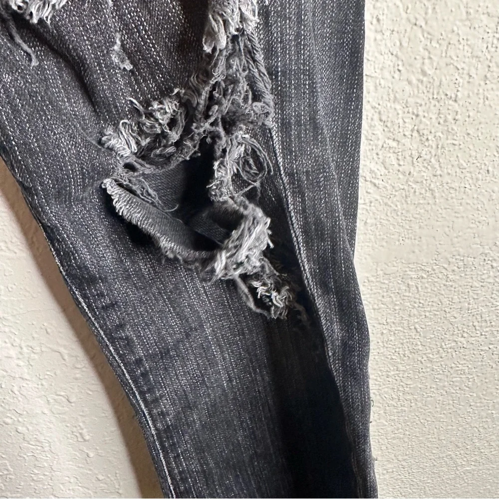 Agolde Jeans Chloe Low Rise Slim Liverpool Black Denim Distressed Size 29‎